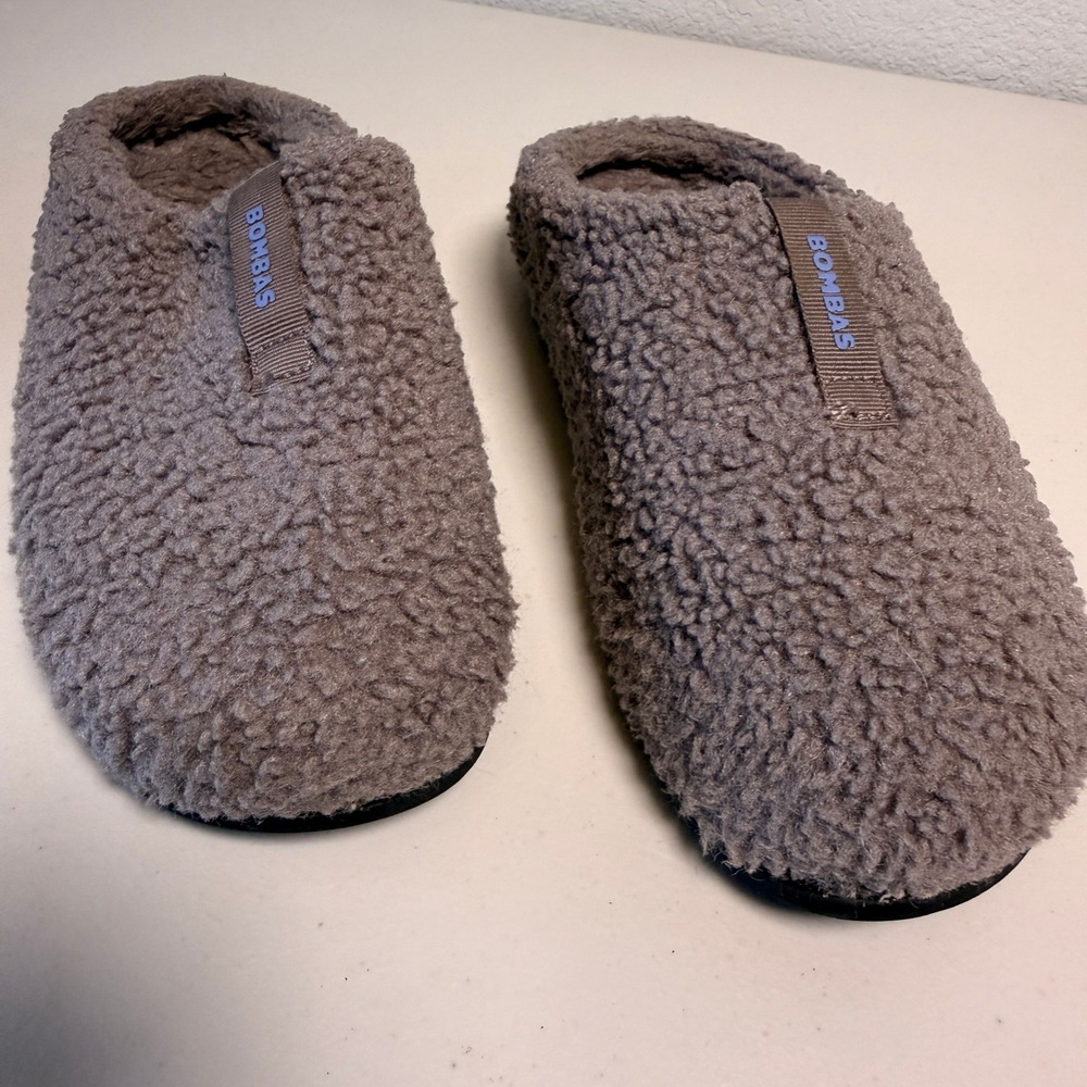 Bombas Gripper Slipper Sherpa House Shoes Grey Large Size W6 Honeycomb Sole
